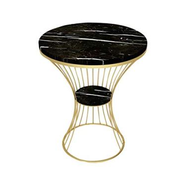 Imagem de Mesas de canto Mesa de chá de mármore nórdico, mesa lateral de sofá moderno pequeno apartamento canto sala de estar criativa pequena mesa de centro redonda (cor: C) (C)