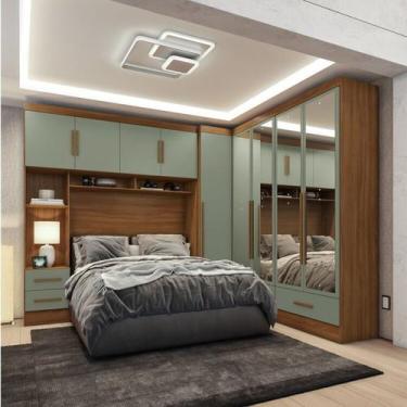 Imagem de Quarto Modulado Casal 100% MDF 4 Peças 5 Portas 4 Gavetas com Maleiro 