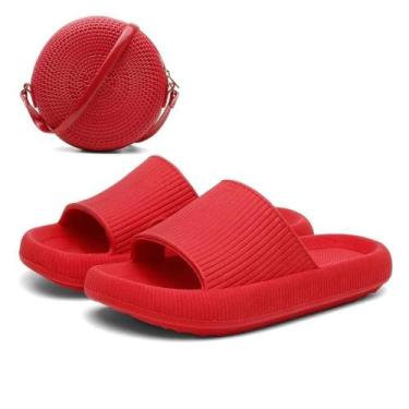 Imagem de Chinelo Nuvem Slide Leve + Bolsa Quebek Tiracolo, 42/43, Vermelho
