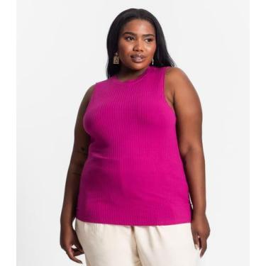Imagem de Regata Plus Size Em Ribana Canelada Secret Glam Roxo, Plus G3, Roxo