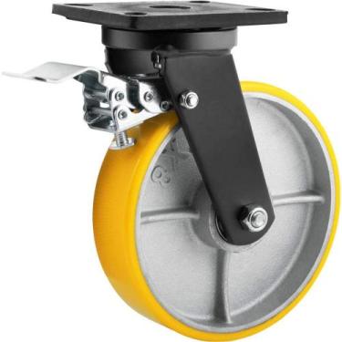 Imagem de Rodízio Giratório Industrial 8", de Poliuretano e Ferro Fundido, com F