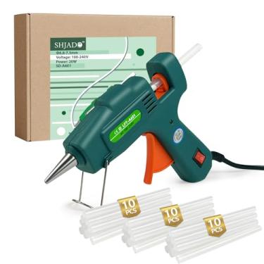 Imagem de SHJADE Pistola de cola quente com 30 bastões de cola, pistola de derretimento a quente de pré-aquecimento rápido, kit de mini pistola de cola para crianças, projetos de artesanato escolar DIY e