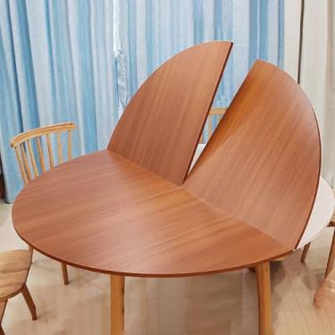 Imagem de Tampo de mesa redonda de madeira dobrável para 8 a 10 pessoas, mesa grande de substituição dobrável em quarto, economia de espaço de jantar na bancada e resistente (marrom claro, 130 cm)