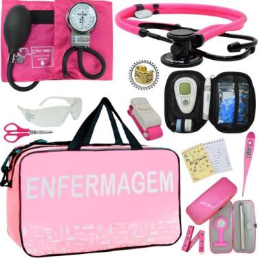 Imagem de Kit Enfermagem P.A Med Transparente Pink Black Com Medidor Glicose, PI