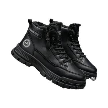 Imagem de Botas De Neve Masculinas De Couro Cano Alto 2025 Resistentes Ao Frio P