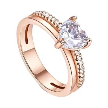 Imagem de Anel Feminino De Prata Esterlina 925 Com Mini Snoopy, Diamante Rosa De