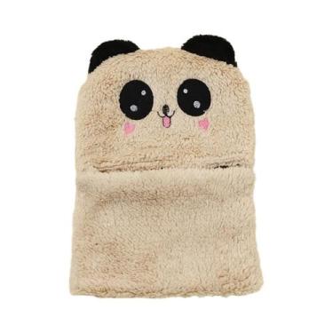 Imagem de Balaclava Infantil De Inverno Em Veludo Coral Com Desenho De Coelho, C