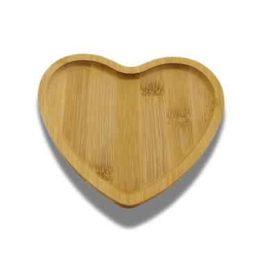 Imagem de Travessa Petisqueira Aperitivos Formato Coração Bambu Para Servir Deco