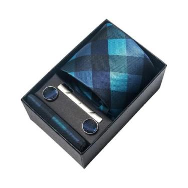 Imagem de Conjunto De Abotoaduras E Gravata Borboleta Marrom Paisley 8 Cm Com Le