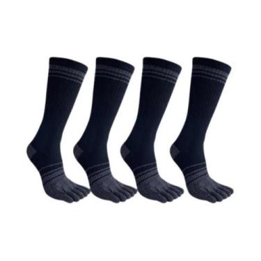 Imagem de Meias De Compressão Masculinas De 5 Dedos Em Algodão Listradas Colorid