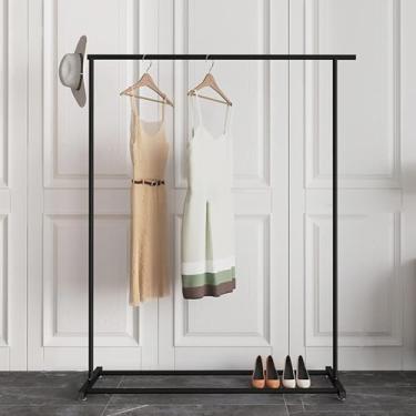 Imagem de Arara de roupas de metal resistente - Trilho de vestuário comercial destacável, acabamento em ouro rosa, capacidade de carga de 90 kg, preto clássico, 150 x 40 x 135 cm, solução de armazenamento