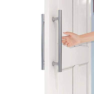 Imagem de Puxador de porta, aço inoxidável - Puxador de luxo contemporâneo para portas da frente, celeiro, chuveiro, vidro - puxador de pressão - Design moderno