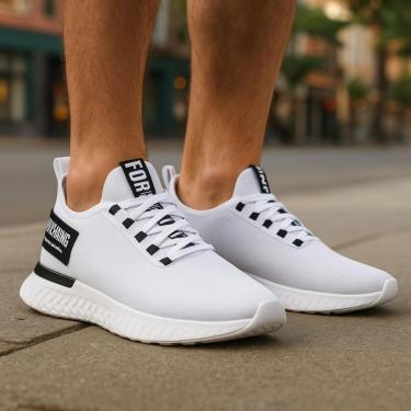 Imagem de Tênis Esportivo Masculino Para Academia De Corrida Caminhada Leve Preto Macio Preto Branco-Masculino