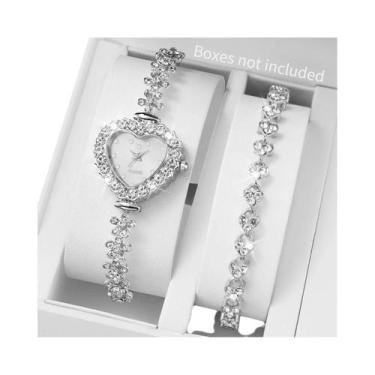 Imagem de Conjunto De Relógio De Pulso De Quartzo Com Bracelete De Strass Luxuos