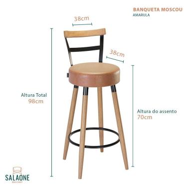 Imagem de Kit 02 Banquetas Moscou Pés De Madeira - Salaone Cor Courissimo Amarula