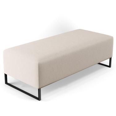 Imagem de Puff Sala De Estar Bali W01 Base Ferro 120x50 Cm Linho Cru