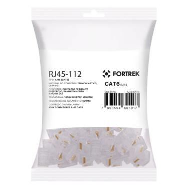 Imagem de Pacote 100x unidades Conector Macho CAT6 RJ45-112 Fortrek