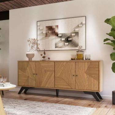 Imagem de Balcão Buffet 4 Portas 180cm Mosaico TB297 Dalla Costa, Freijó/Preto F