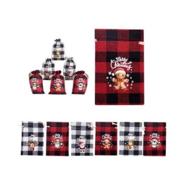 Imagem de Bolsas De Presente De Linho E Algodão Para O Natal, 6 Peças, Decoraçõe