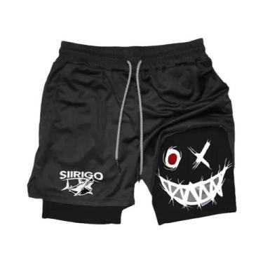 Imagem de Shorts De Corrida Masculinos Com Estampa De Rosto Sorridente, Secagem 