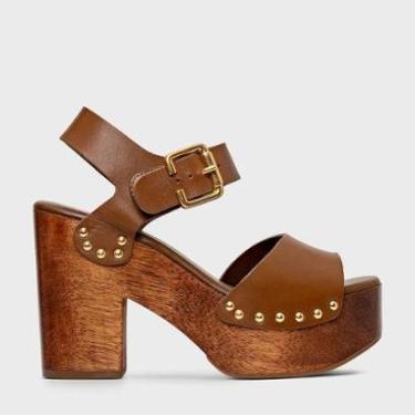 Imagem de Sandália Plataforma em Couro Marrom Saddle Carrano-Feminino