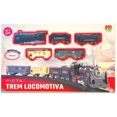 Imagem de Ferromodelismo Trilhos e Trem Vagões Locomotiva com Luz e Som - DM TOY