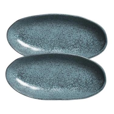 Imagem de Conjunto Com 02 Travessas Oval Funda Grande 32x16 Cm Orgânico Night Sky Porto Brasil