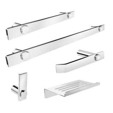 Imagem de Kit De Acessórios Para Banheiro Aço Inox 2180PM Patmos - Grego Metal, 