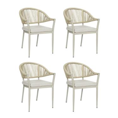 Imagem de Kit com 4 Cadeiras em Alumínio e Corda Náutica para Área Externa Amalfi  Cinza