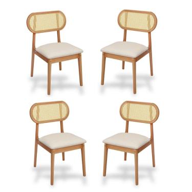 Imagem de Kit 4 Cadeiras Madeira Maciça Estofadas Lima Yescasa Nozes