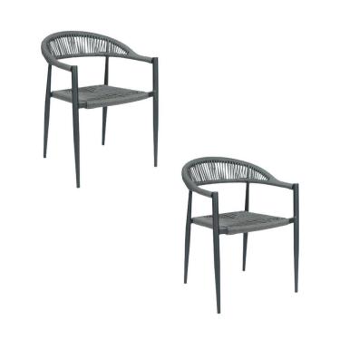 Imagem de Kit com 2 Cadeiras em Aluminio e Corda Náutica Laguna Preto