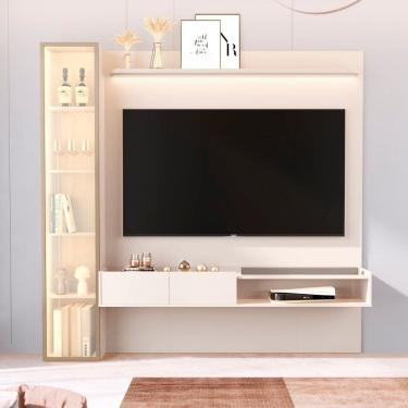 Imagem de Painel para Tv 75 Polegadas 100% Mdf com Led Vitoria Regia Off White