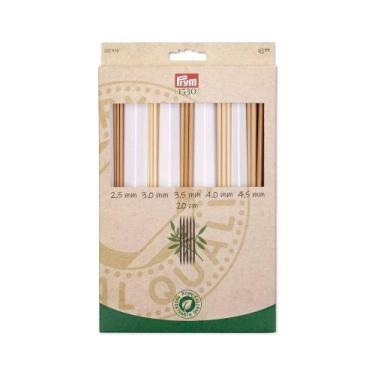 Imagem de Kit de Agulhas de Tricô Ponta Dupla Bamboo 20 cm 222910 Prym