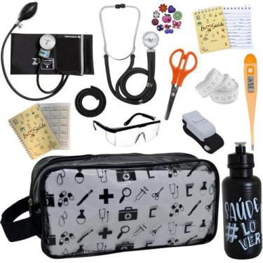 Imagem de Kit Academico Enfermagem Esfigmomanometro Aparelho de Pressao Estetosc