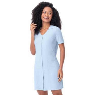 Imagem de Camisola Manga Curta com Botões Frontais Azul Celeste Zee Rucci, G