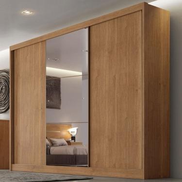 Imagem de Guarda-Roupa Casal Japão 3 Portas 8 Gavetas 100% Mdf com Espelho Cumaru - Pnr Móveis