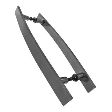 Imagem de Puxador Para Portas Madeira Vidro Alumínio Curvo Preto 80 Cm