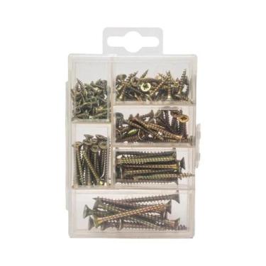 Imagem de Kit De Parafusos De Madeira Zincados Amarelos 140 Peças Cabeça Plana P
