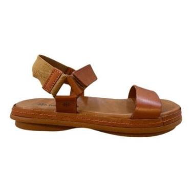 Imagem de Sandalia Feminino New Face Casual Ultraconforto Couro Autocolante Calce Fácil 21812 Caramelo-Feminino