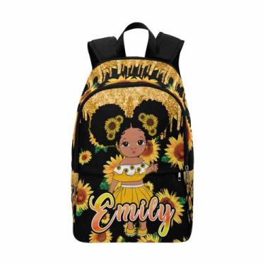 Imagem de Mochila MyPhotoPrint personalizada casual unissex com girassol amarelo