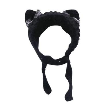 Imagem de Gorro feminino MOSSTYUS, tricotado com orelhas de gato, preto