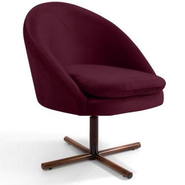 Imagem de Poltrona Decorativa Giratória Base X Rafa C06 Veludo Marsala C-278 - L