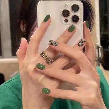 Imagem de Press On Nails YoYoee Cute Square Short Green para mulheres