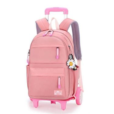 Imagem de Mochila Trolley IFENG Girl impermeável de nylon 30x18x44cm rosa