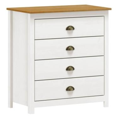 Imagem de Cômoda Para Quarto 4 Gavetas Estilo Americano 80cm Lázio F07 Branco-carvalho - Mpozenato