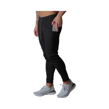 Imagem de Calças De Corrida Slim-Fit Em Algodão Para Homens, Com Zíper No Tornoz