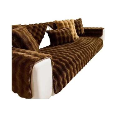 Imagem de Capa De Sofá De Pelúcia De Coelho Antiderrapante Para Inverno, Almofad