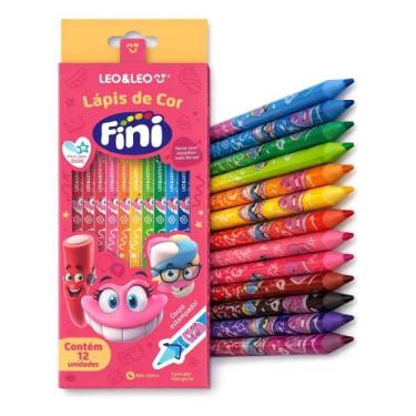 Imagem de Caixa com 12 Unidades de Lápis de Cor Triangular Estampado Fini Leo&Le