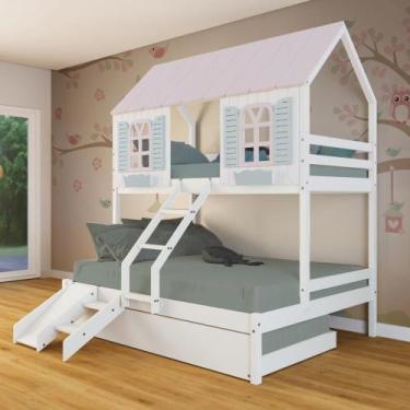 Imagem de Treliche Casal/ Solteiro Casinha Bela Com Kit Escada/escorregador - Ma