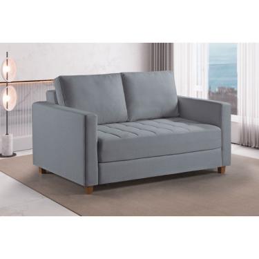 Imagem de Sofa Cama Casal Marcelle 2 Lugares 150cm Linho Pe De Madeira Prata
